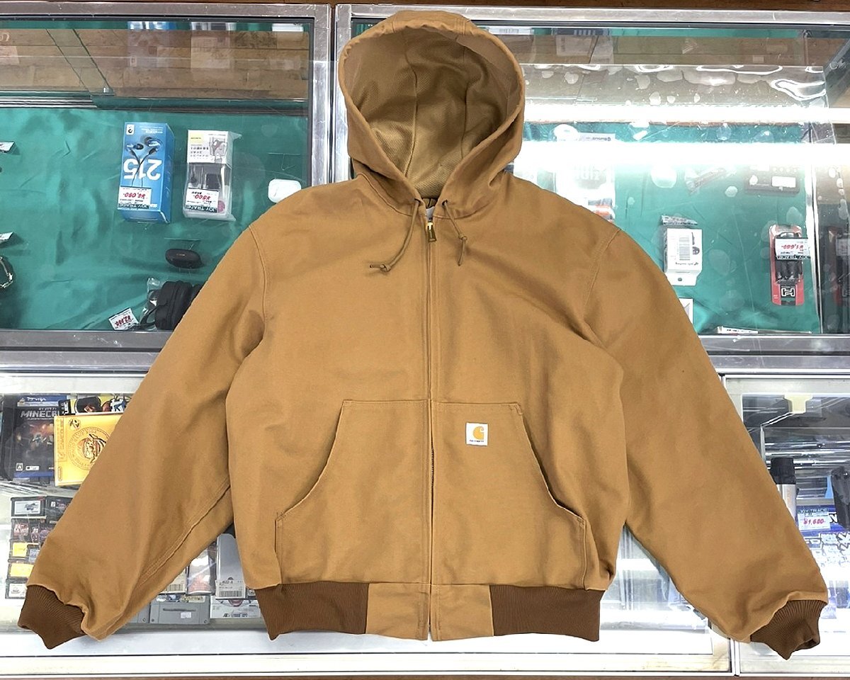 USA製 carhartt J131-BRN DUCK ACTIVE JACKET THERMAL LINED Lサイズ フーディ カーハート ダック アクティブジャケット サーマル裏地