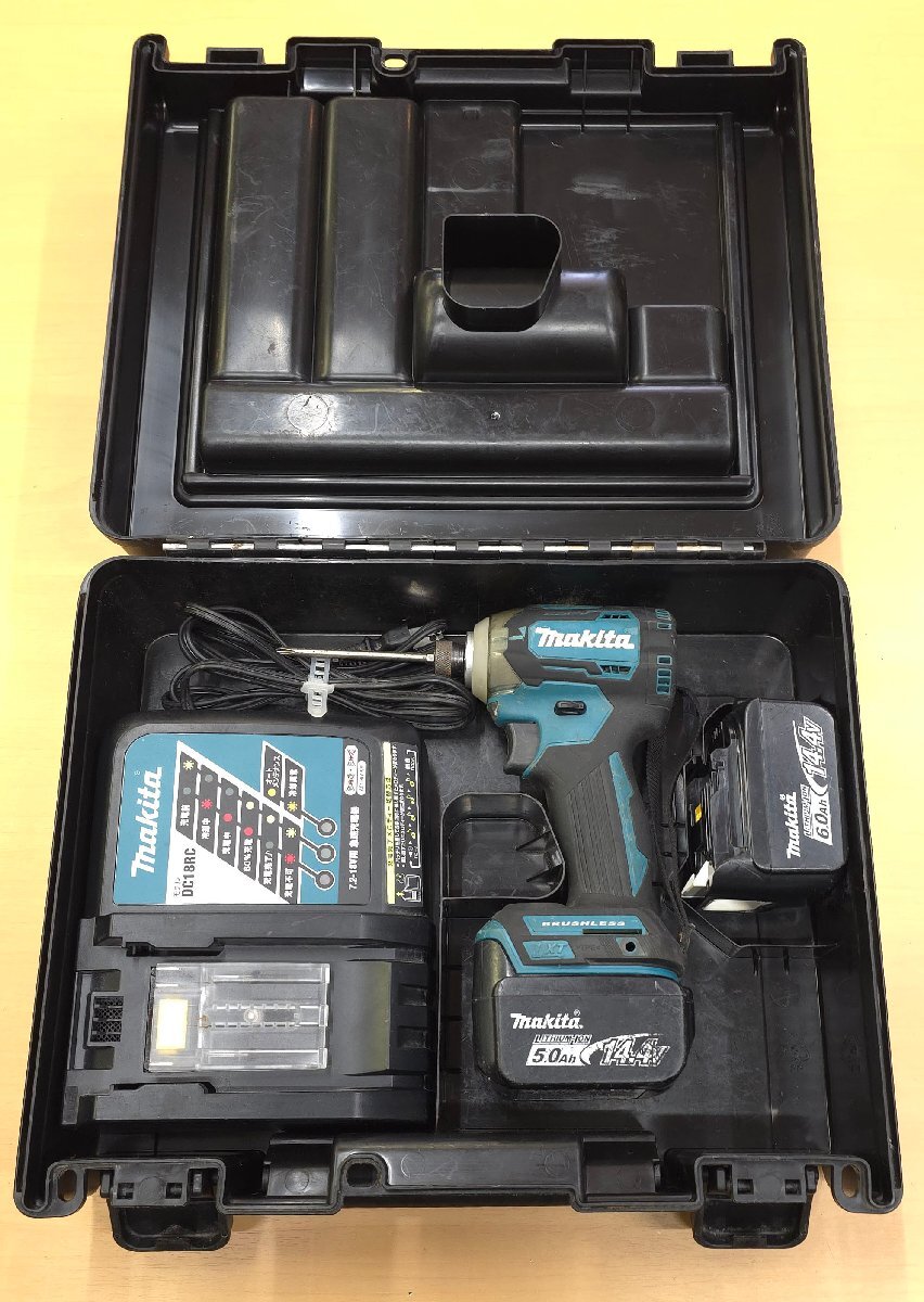 動作品 マキタ 14.4V充電式インパクトドライバ TD160D バッテリー BL1450(5Ah)+BL1460B(6Ah) 充電器DC18RC ケース（別型番）付き 電動工具