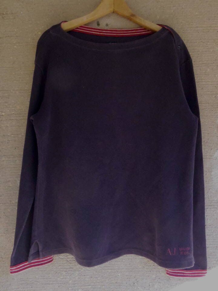 アルマーニジーンズ　AJ ARMANI JEANS ニットシャツ 　ボートネック ネイビー　L