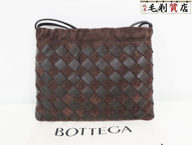 ボッテガヴェネタ BOTTEGA VENETA スモール ダストバッグ ナッパレザー スエード ブラウン 816987 未使用 【中古】 ショルダ