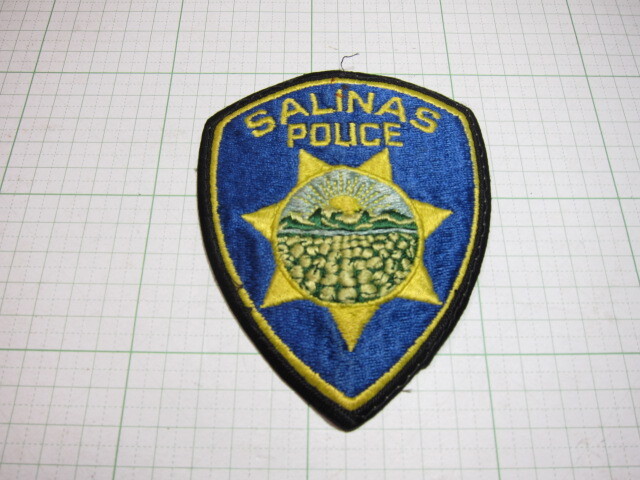 即決有 未使用　アメリカ合衆国　SAKINAS　POLICE　カルフォルニア州サリナ警察官　刺繍パッチ　 送料３２０円～