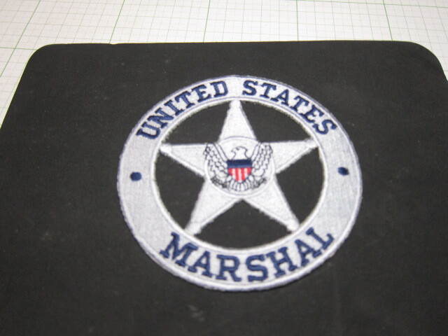 即決有　珍品未使用　アメリカ合衆国　保安官　UNITED　STATES　MARSHAL　WHITE　白銀　刺繍パッチ　 送料３２０円～