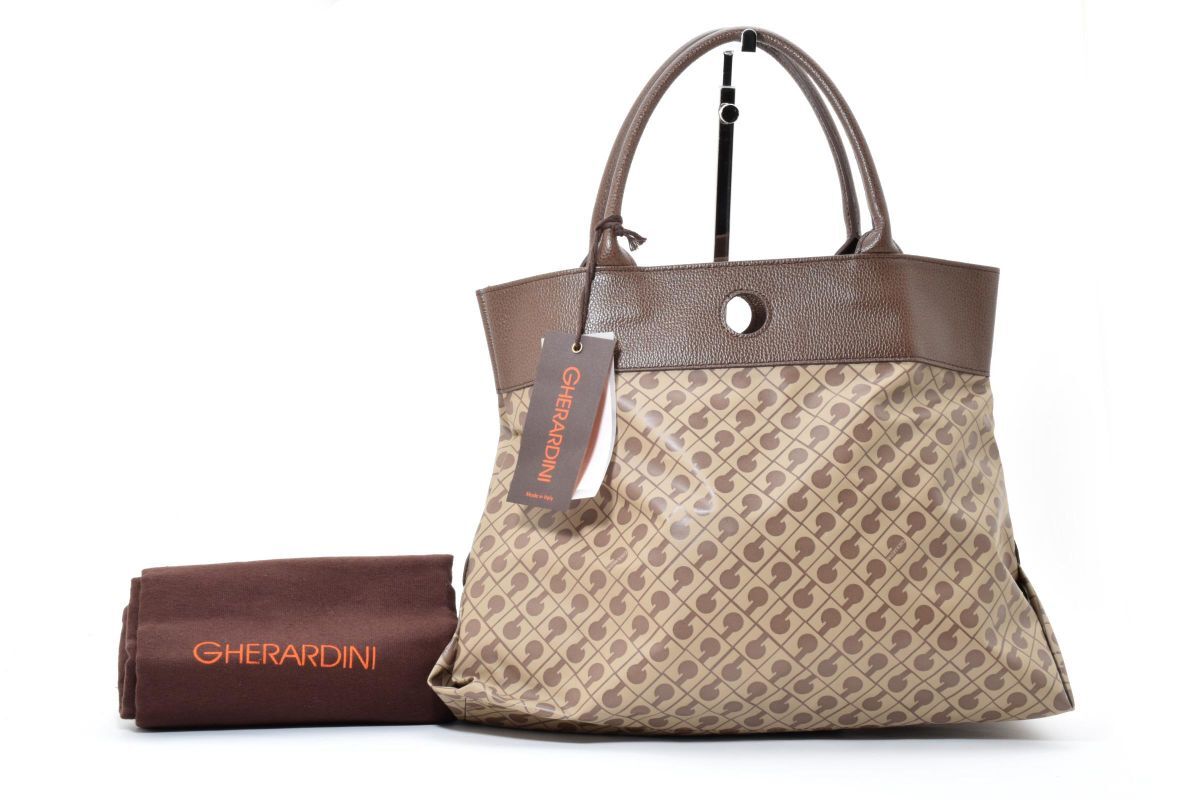 【返品保証】★新品 未使用★ GHERARDINI/ゲラルディーニ GH0291 ポリエステル ハンドバッグ ベージュ レディース #03260130