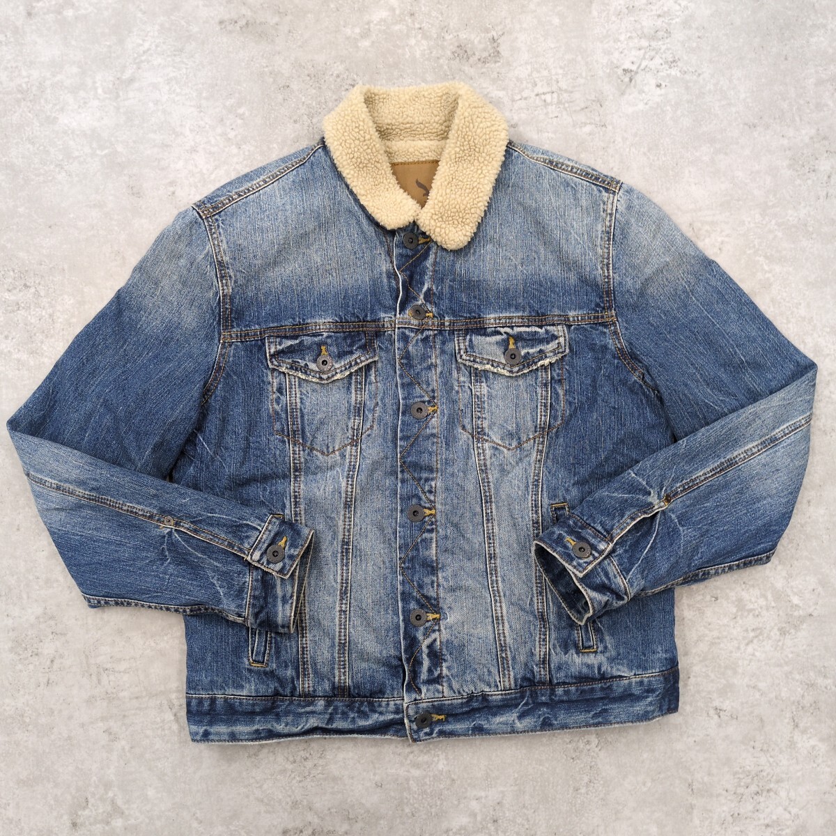 1988▲ American Eagle アメリカン・イーグル メンズ サイズL ボアデニムジャケット ブルートップス ジャケット アウター デニムジャケット