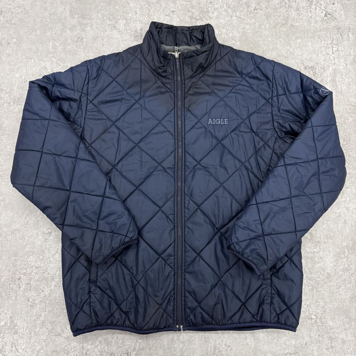 2003△ AIGLE エーグル 中綿ジャケット メンズ サイズL ネイビー キルティングジャケット 中綿コート アウター 上着 防寒 秋冬 羽織り 軽量