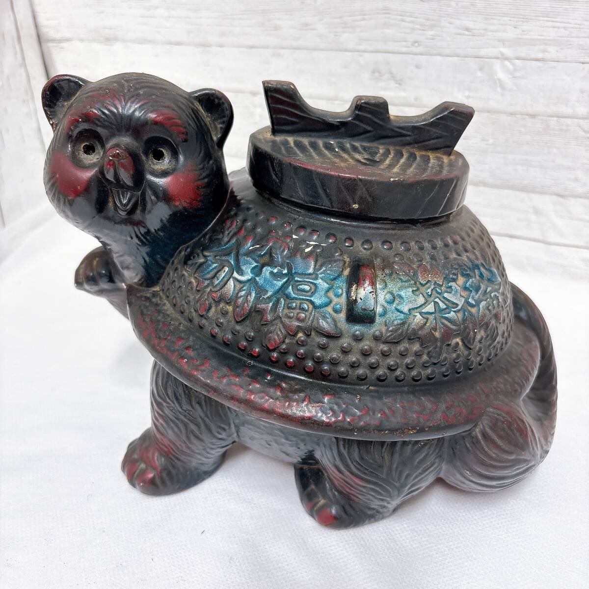 【03】文福茶釜 狸 たぬき タヌキ 昭和レトロ 貯金箱 中古 長期保管品