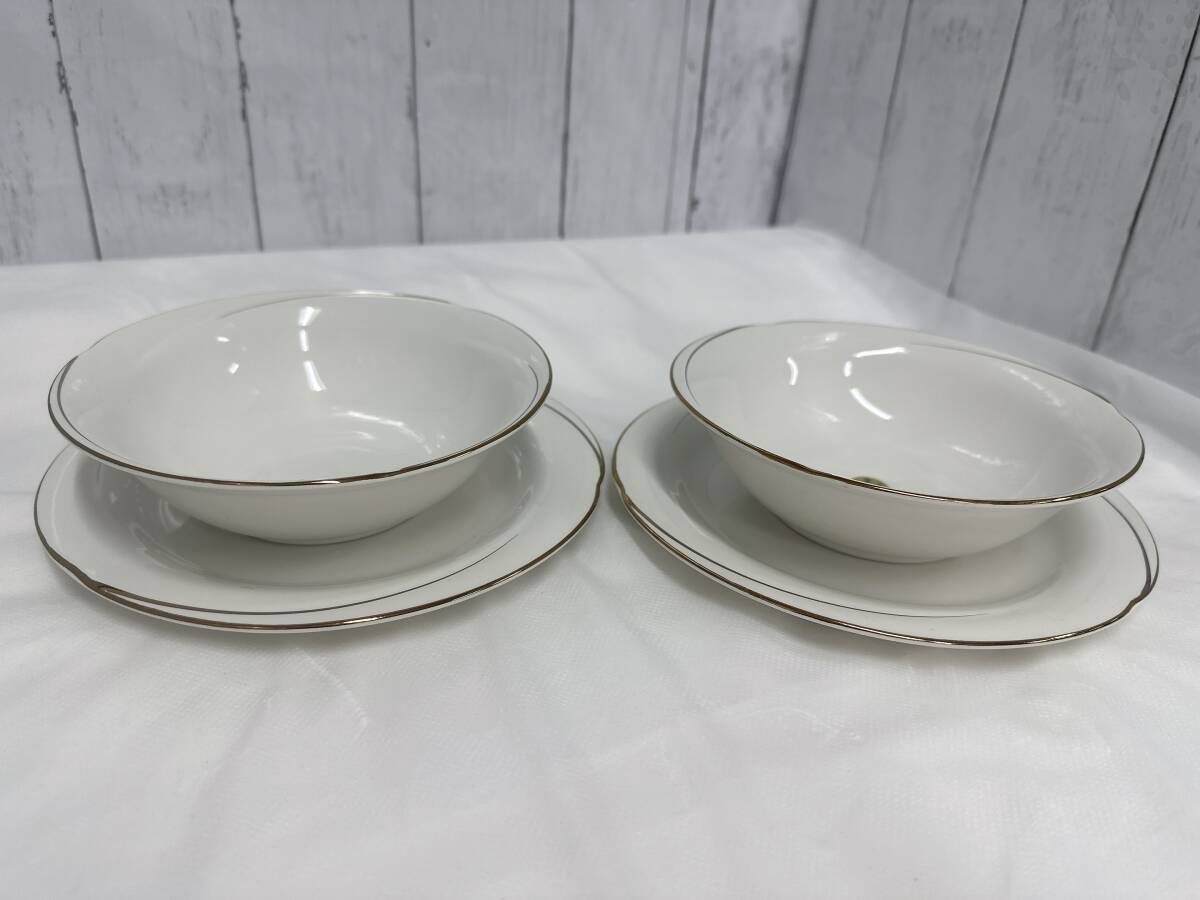 【05】 crown china スープ皿 クラウンチャイナ ボウル＆ソーサー 皿 2つセット 未使用長期保管品