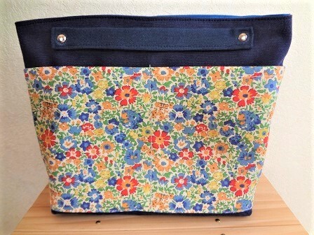 *ハンドメイド*帆布*リバティ*Dora/ブルー*ドラ*バッグインバッグ*