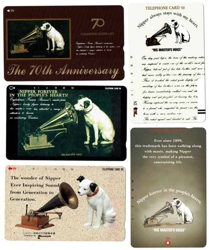 テレカ　ビクター　ニッパー　5枚　Victor　Nipper　HIS MASTER'S VOICE　フォックス・テリア　犬　50度　テレホンカード