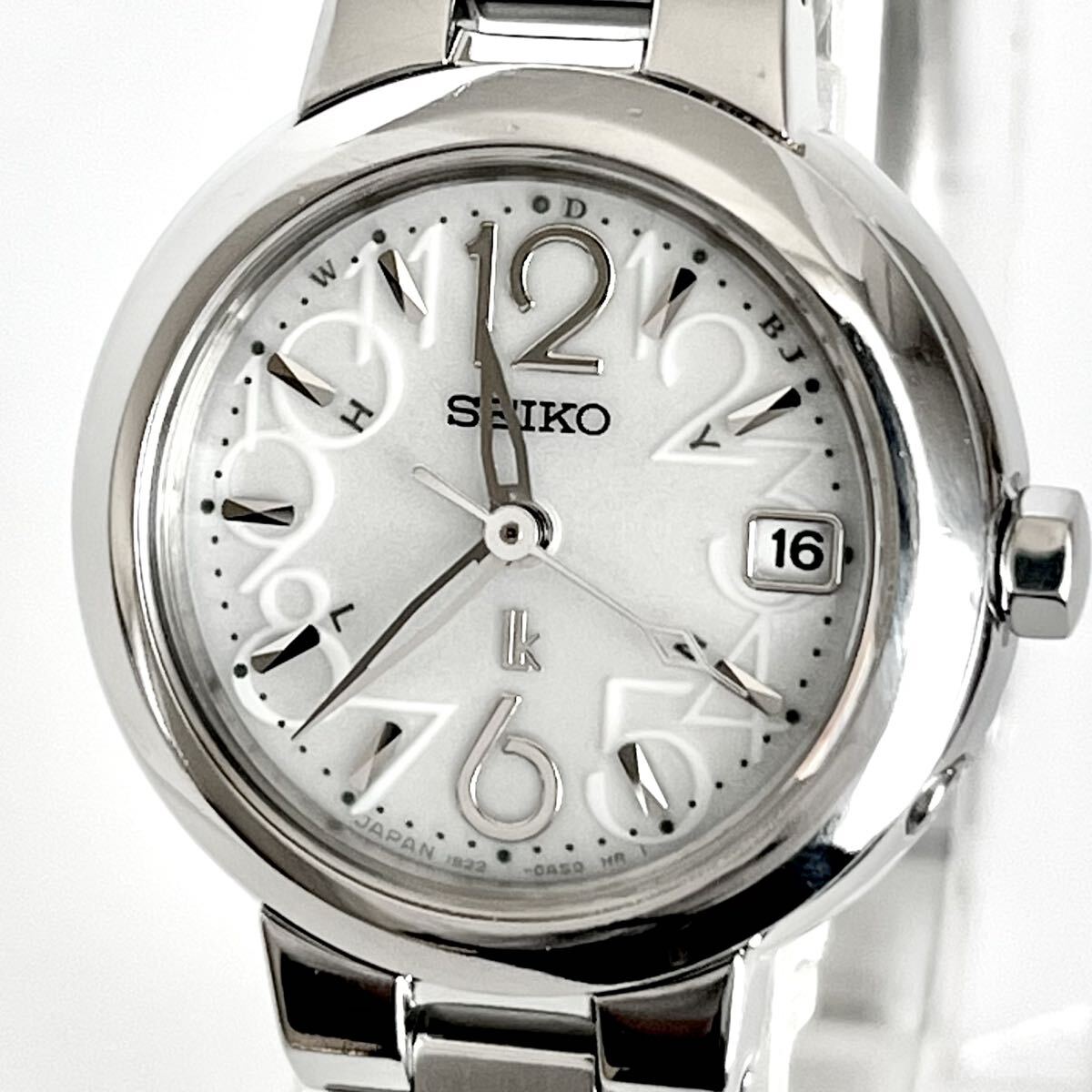 【稼働】磨き済み セイコー SEIKO ルキア LUKIA レディース 腕時計 電波ソーラー 美品 白文字盤 s2293