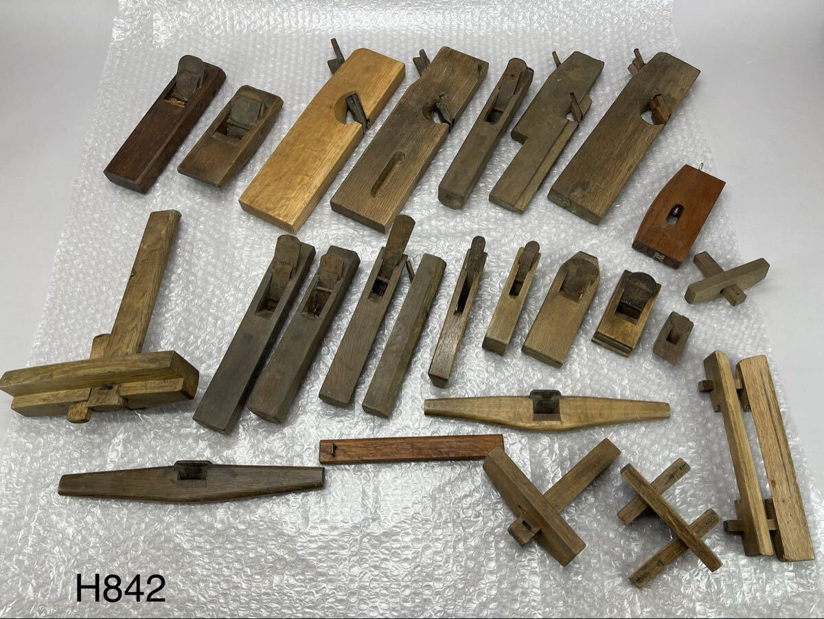 庄梅H842-100 大工道具　かんな　特殊鉋　古道具　大量　まとめて　