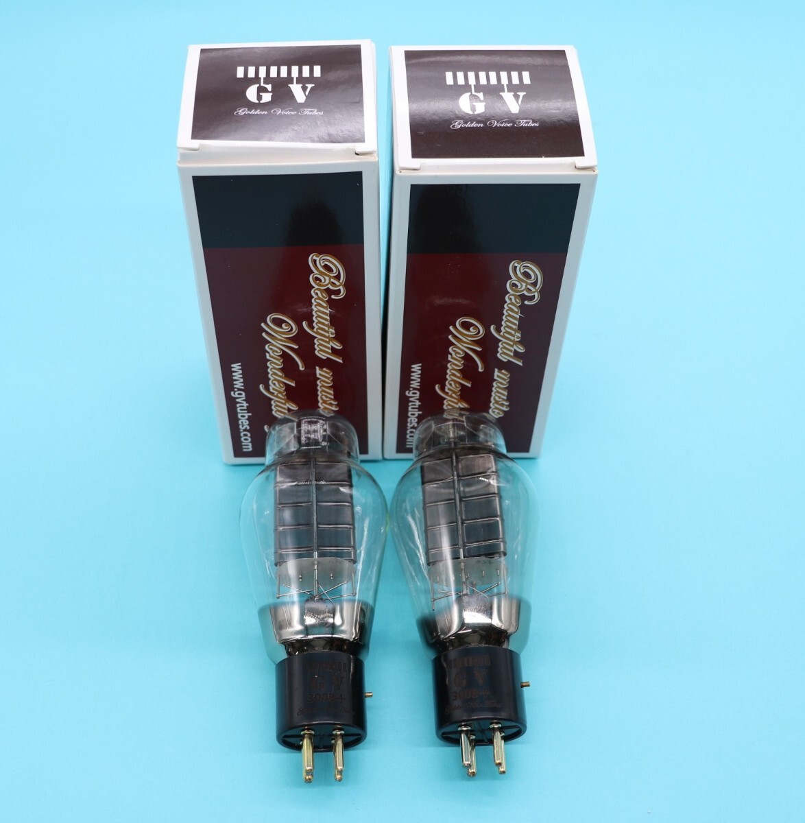 即納7日保証送料無料最新ロット新品 GV Golden Voice 300B +Plus マッチドペア 2本 真空管 ゴールデンボイス カーボンプレート 黒 管理No5a