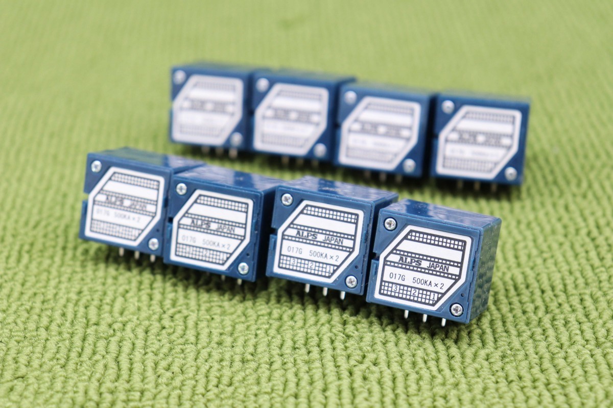 500K入札数量1で8個基板おまけ新品正規品 アルプス ALPS 2連 ボリューム クリックなし RK27 15A 溝軸 操作部25mm Aカーブ