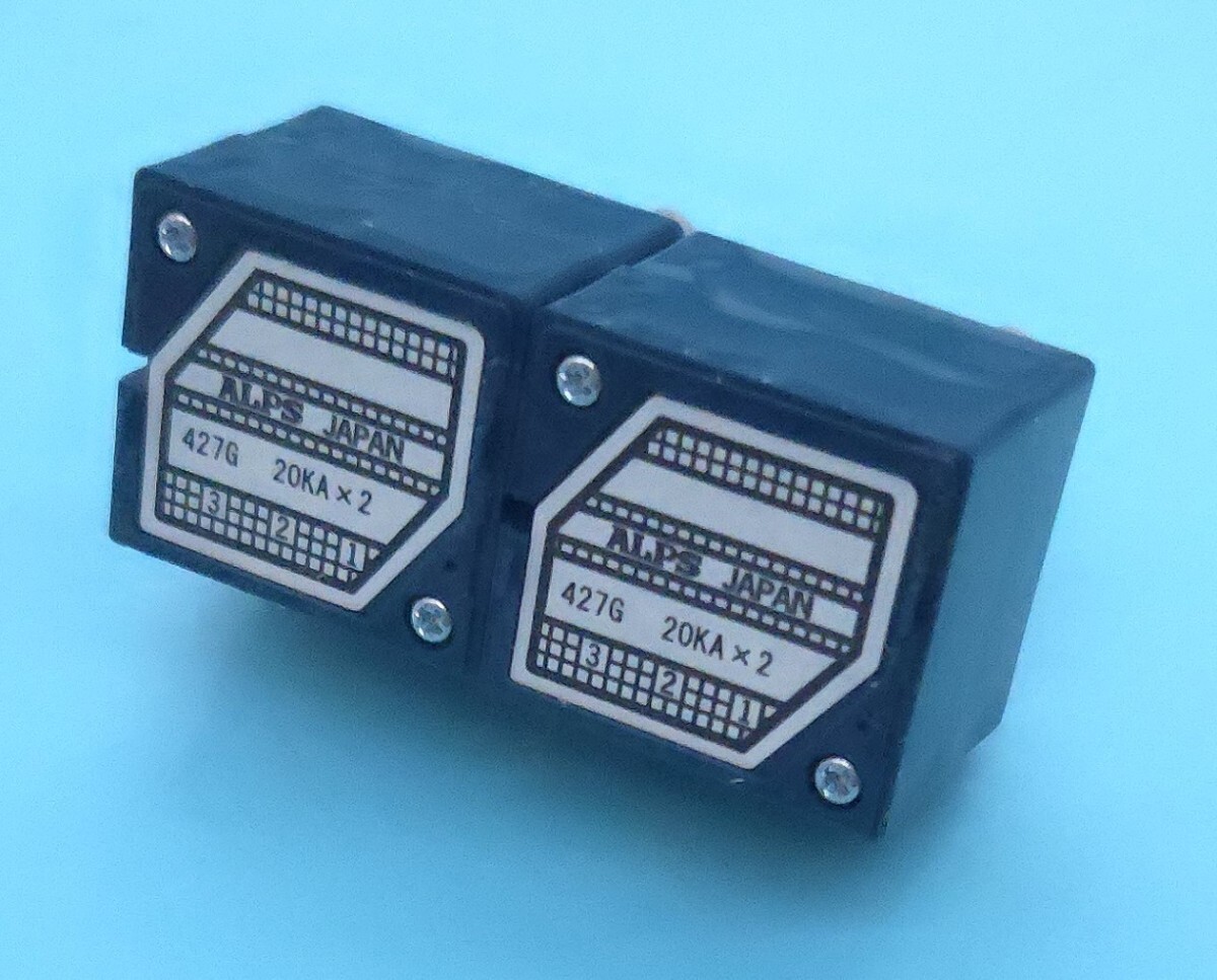 30日保証 即納送料無料基板おまけ有 20K 2個新品正規品 アルプス ALPS 2連 ボリューム クリックなし RK27 15A 溝軸 操作部25mm Aカーブ