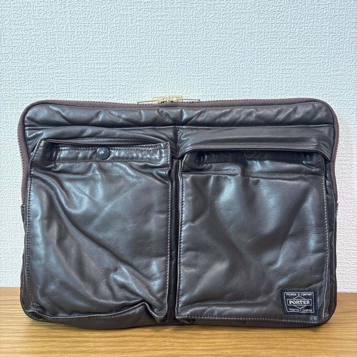 【本革★入手困難★極美品】ポーター　タンカー　クラッチバック　ブラウン PORTER 吉田カバン レザー バッグ