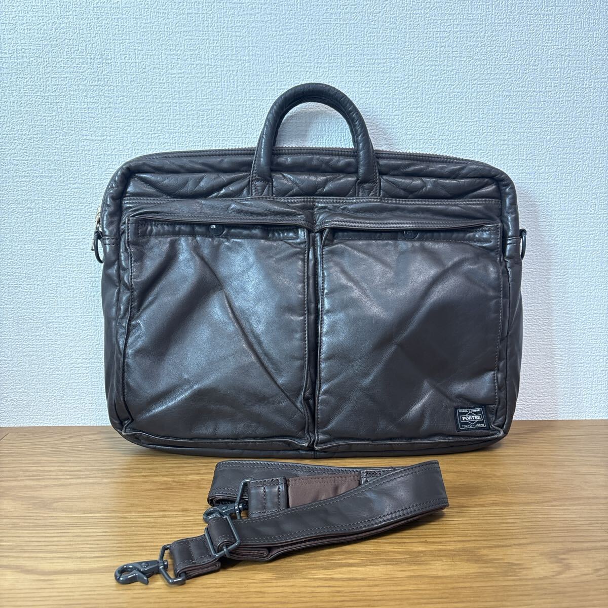 【入手困難★伊勢丹限定★本革】ポーター　タンカー　ショルダーバッグ　ブラウン PORTER 吉田カバン TANKER BRIEFCASE 2way