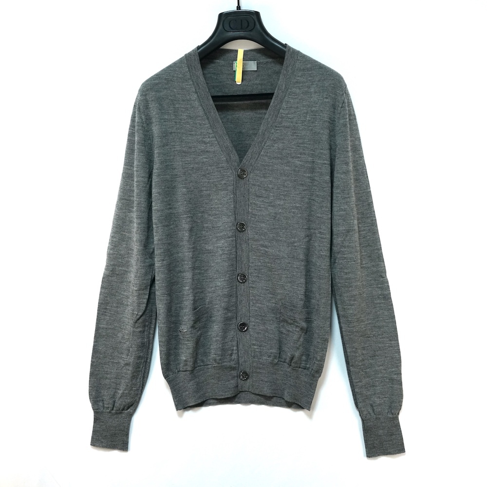 DIOR HOMME ディオールオム Bee刺繍 ニットカーディガン ウール グレー 薄手 XSサイズ 003M201BT532