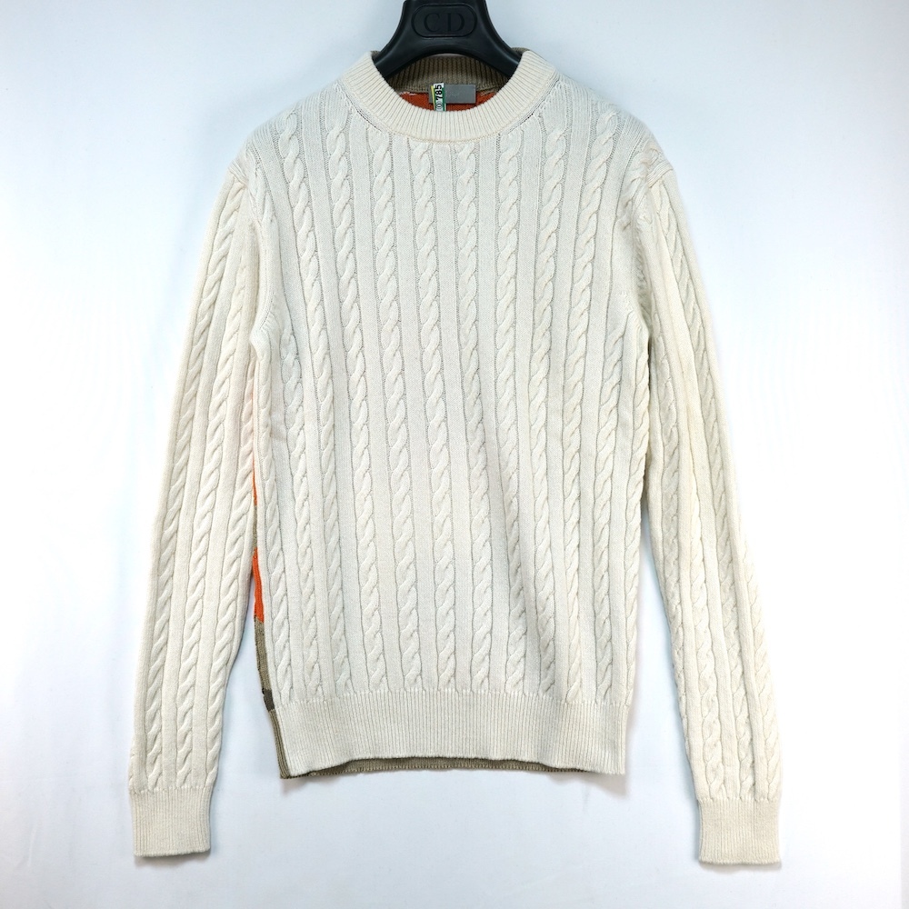 DIOR HOMME ディオールオム クルーネック ニット セーター コットン カシミヤ ホワイト 迷彩 クリスヴァンアッシュ期 size:XS 663M651ZT660