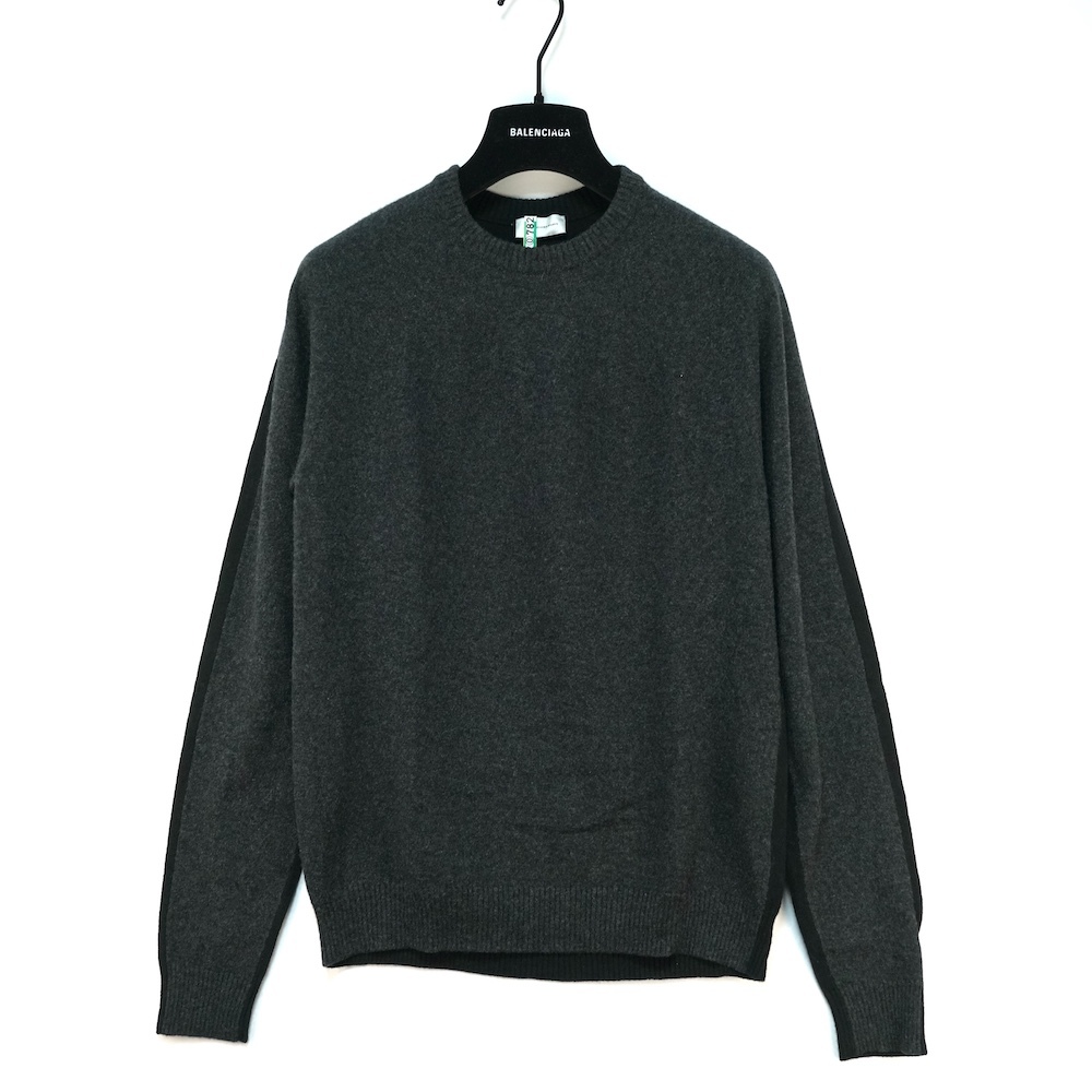 BALENCIAGA archives バレンシアガ クルーネック 切り替え ニット セーター ブラック ダークグレー カシミヤ100% XSサイズ 329526 T4040
