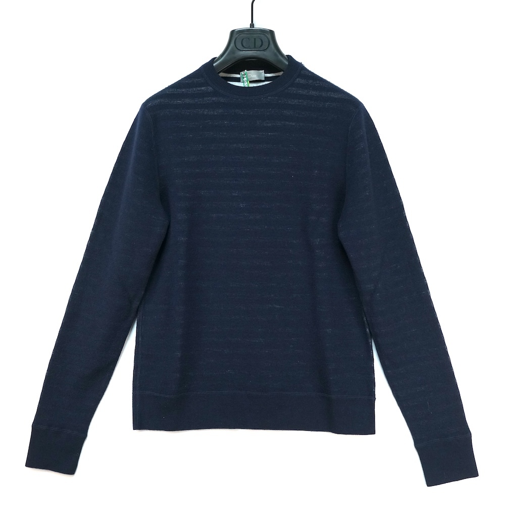 DIOR HOMME ディオールオム クルーネック ニット トップス ボーダー ネイビー XSサイズ 563M672ZT763