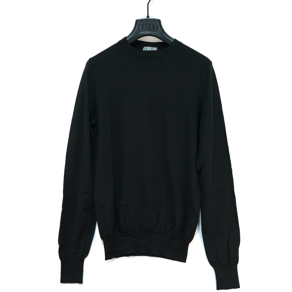 DIOR HOMME ディオールオム ハイゲージ ウール クルーネック ニット トップス Bee刺繍 ブラック XSサイズ 003M601BT532