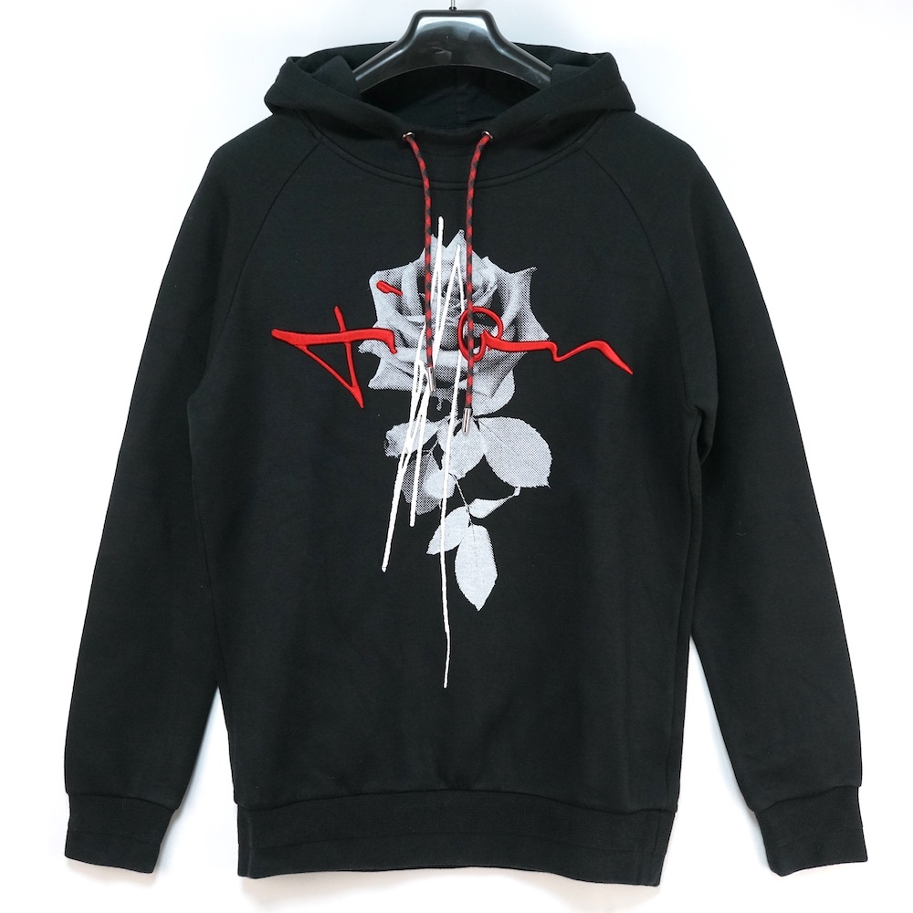 2016AW DIOR HOMME ディオールオム ローズ ボンディング フーディ パーカー ブラック XXSサイズ コットン 633J633WI418