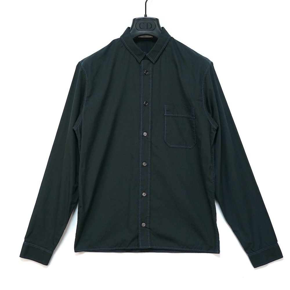 DIOR HOMME ディオールオム コットン シャツ ドレスシャツ ブラック ステッチ パープル 37サイズ 333C558Z1581