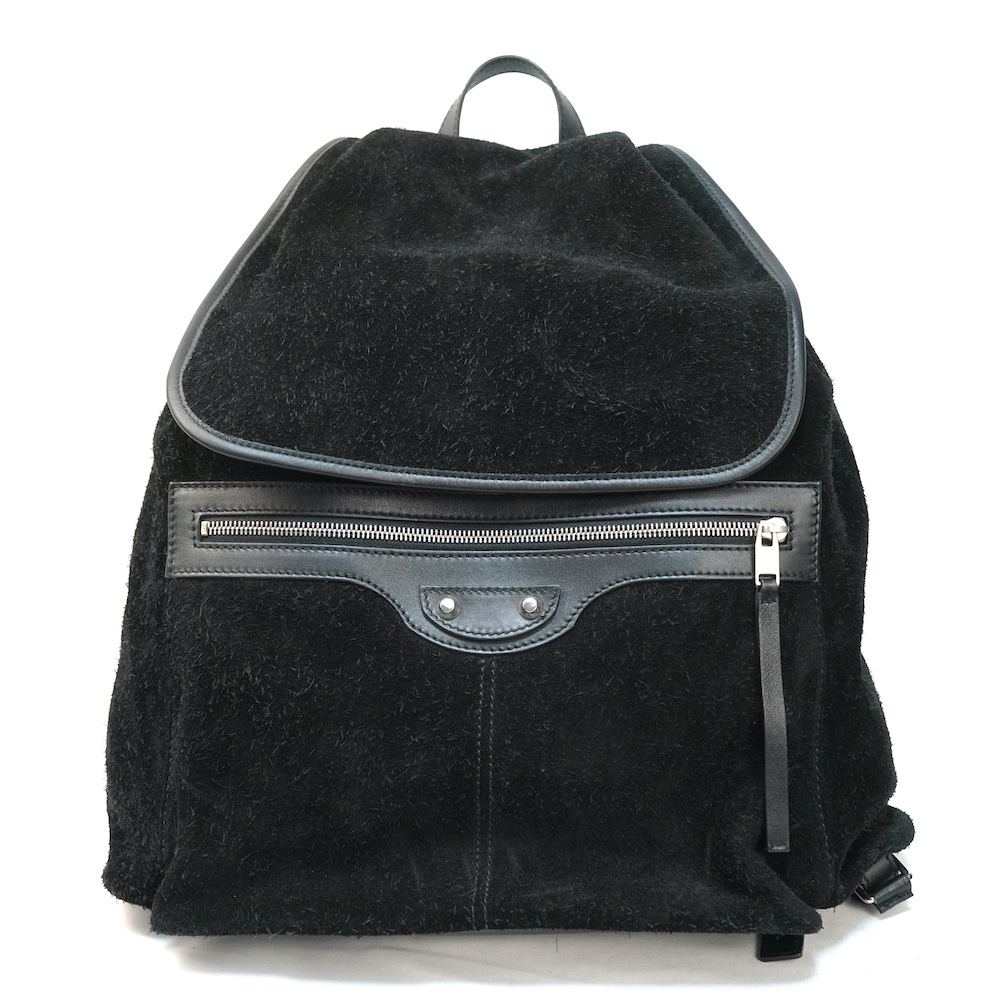 BALENCIAGA バレンシアガ ロゴ リュック デイパック スウェード レザー ブラック 340139