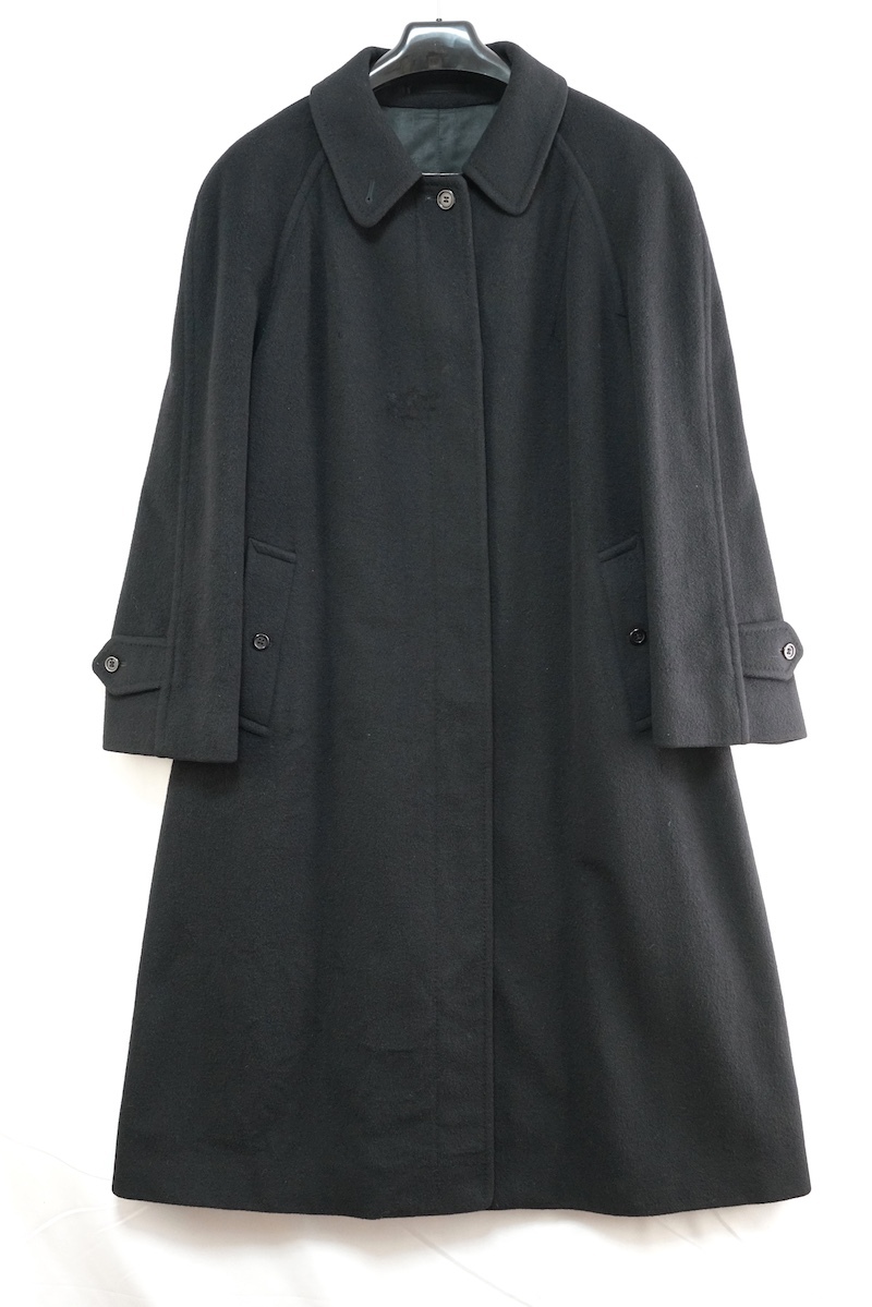 BURBERRYS バーバリーズ カシミヤ ステンカラーコート PURE CASHMERE ブラック UK12サイズ（約Lサイズ） PETTITE CH90