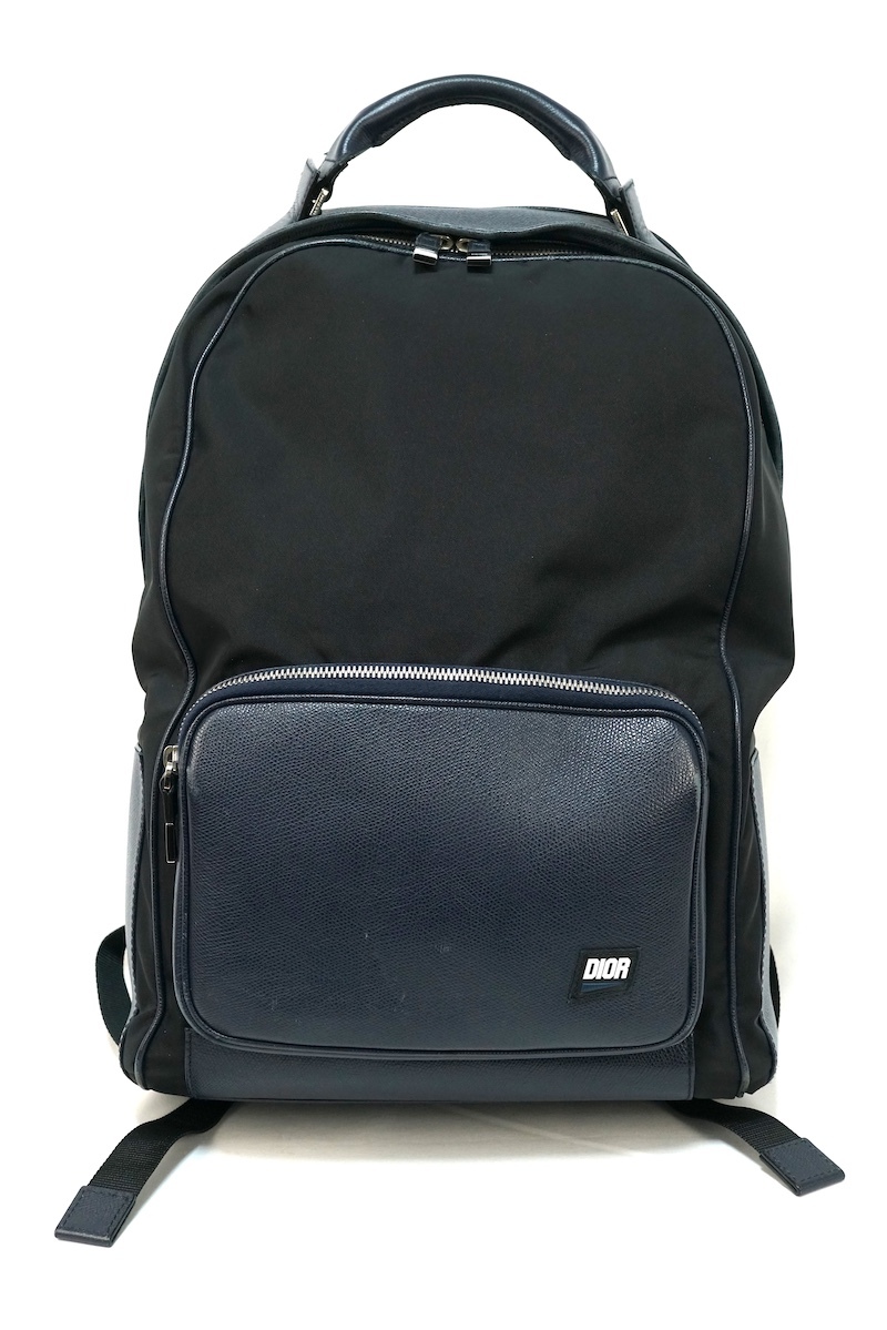 DIOR HOMME ディオール オム リュックサック バックパック レザー ナイロン ネイビー ブラック シルバー 03-BO-O125 54319