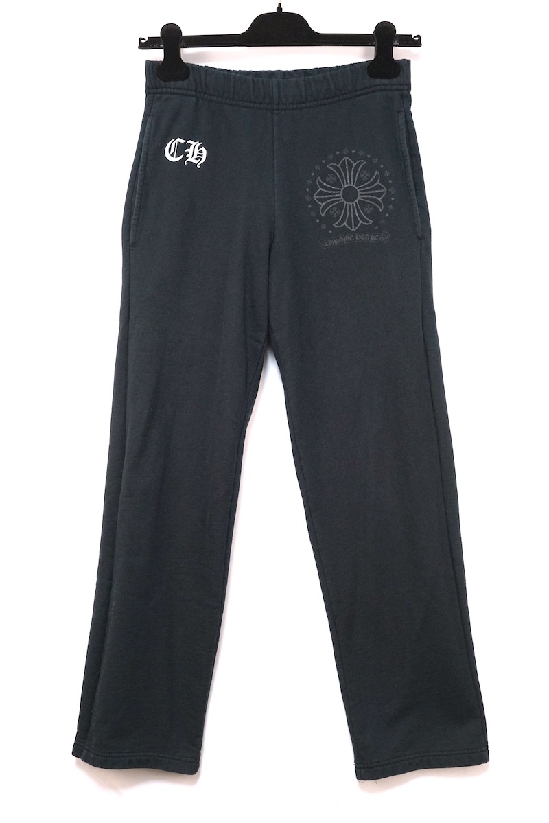 CHROME HEARTS クロムハーツ SWEAT PANT スウェットパンツ CH PLUS SCROLL LABEL CHプラス スクロールラベル プリント ブラック S 95024