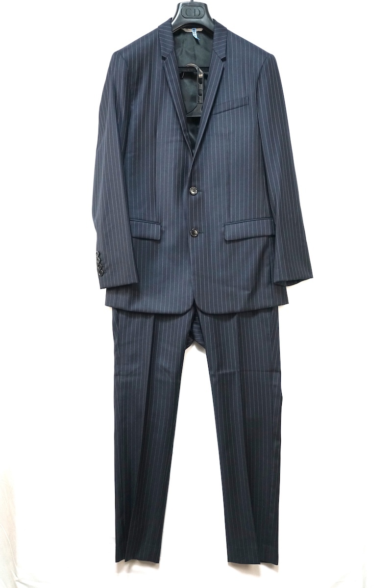 DIOR HOMME ディール オム ストライプ 2Bテーラードジャケット & スラックスパンツ ネイビー セットアップ size44