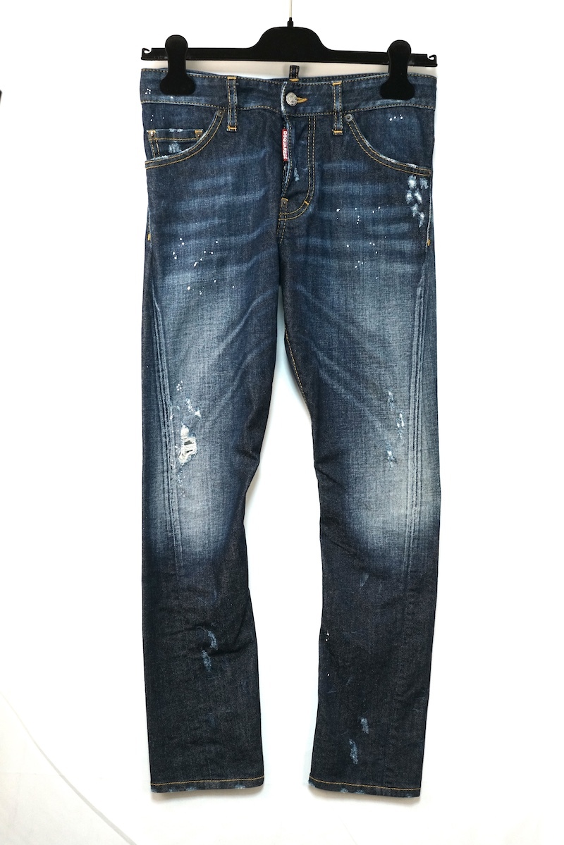 DSQUARED2 ディースクエアード ダメージ スキニージーンズ コットン ボタンフライ 42サイズ S74LA0908 S20330