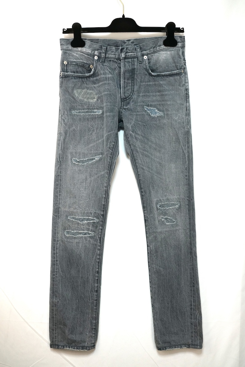 DIOR HOMME ディオールオム ダメージ加工 スキニー デニム パンツ グレー 27サイズ コットン 433D000TX135