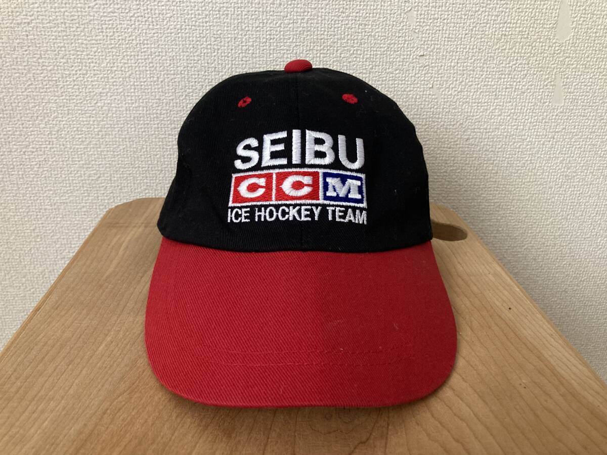 【SEIBU ICE HOCKEY TEAM】キャップ CCM ロゴ刺繍 希少 90s 普段着 観戦など アイスホッケー 帽子 検:西武 コクド ラビッツ