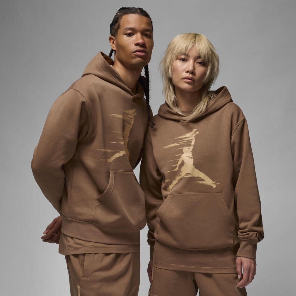 L （USサイズ）新品 ナイキ ジョーダン ジャンプマン フリース フーディ NIKE メンズ パーカー スウェット プルオーバー 裏起毛 ブラウン