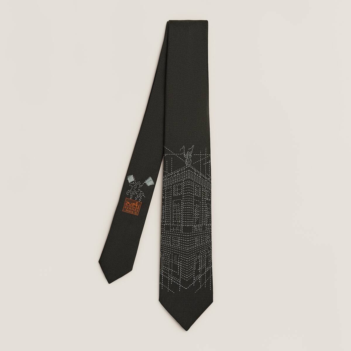エルメス Cravate Pique Sellier シルク100％ ピケ セリエ 刺繍 ネクタイ 定価6万円 新品 フォーブルパーティー エルメス1号店