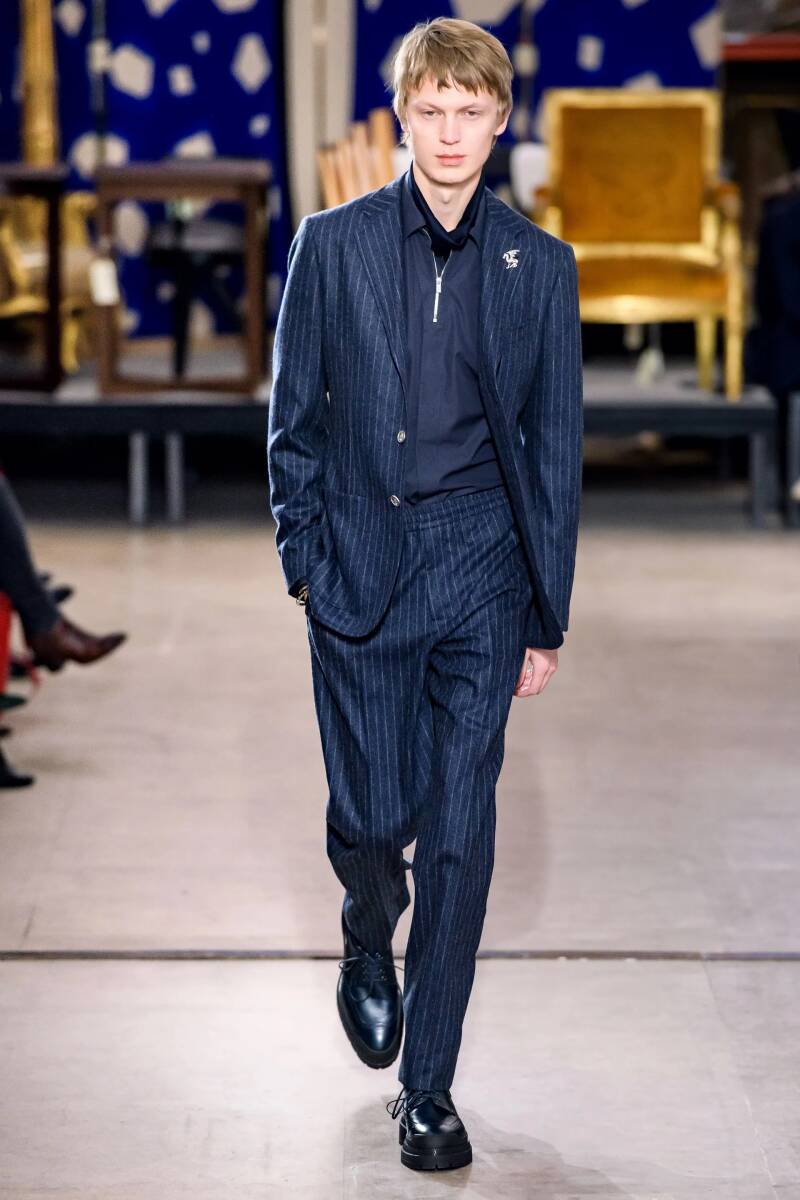エルメス 2019AW コレクション スーツ セットアップ フランネルウール ジャケット パンツ size48 国内正規新品 定価120万円 ドラゴン釦
