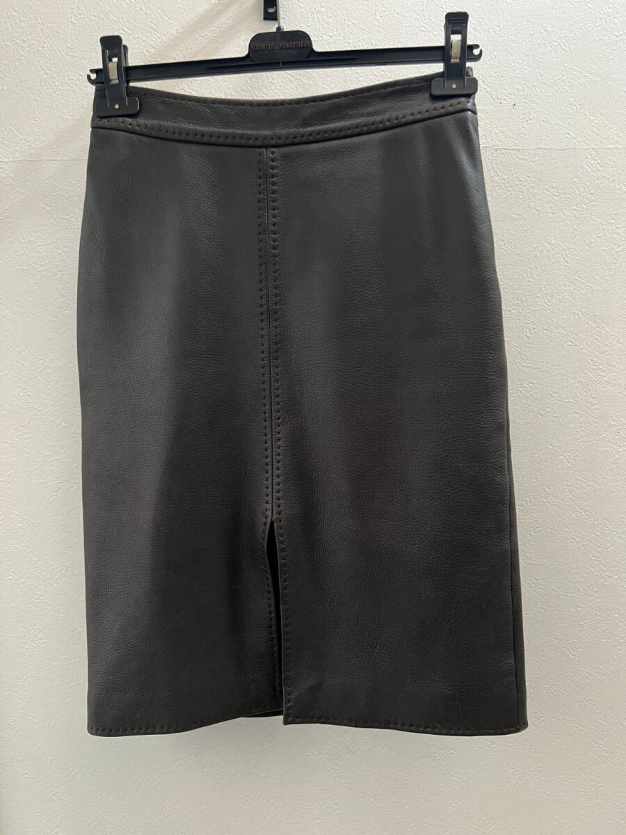 世界最高峰 Loro Piana ロロピアーナ 鹿革 ディアスキン レザー の カシミア タイトスカート 40 国内正規美品 定価40万円