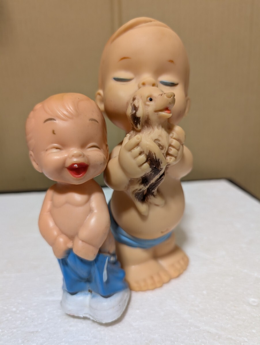 昭和当時物 Vintage ラバードール ハッピーチャッピー 子犬を持った男の子 MADE IN JAPAN VintageDole 2体セット