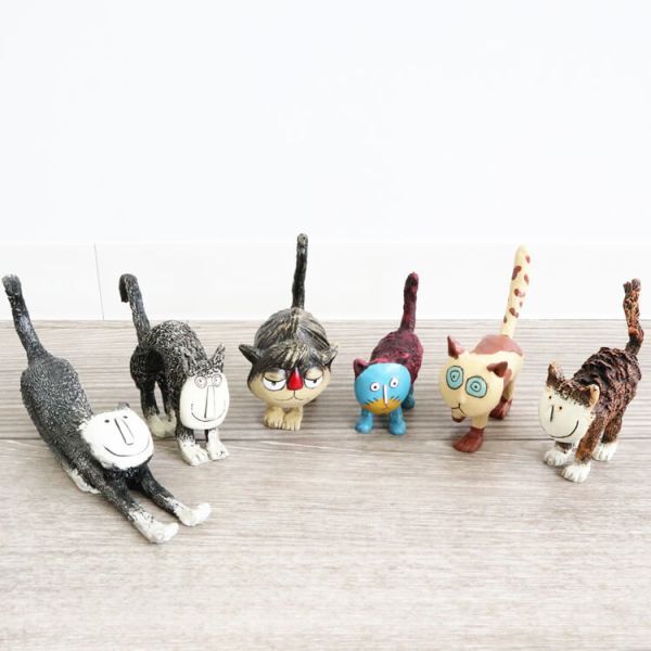 ネコオブジェ 6点セット 猫雑貨 アニマルオブジェ インテリア かわいい 置物 ディスプレイ ギフト プレゼント