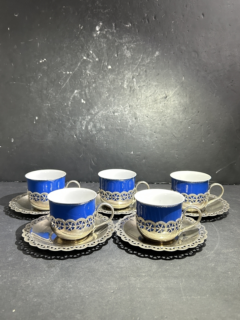 ● コレクター必見 レトロ TOYO カップ&ソーサー 5客 洋食器 茶器 コーヒー 珈琲 紅茶 かわいい おしゃれ kr722