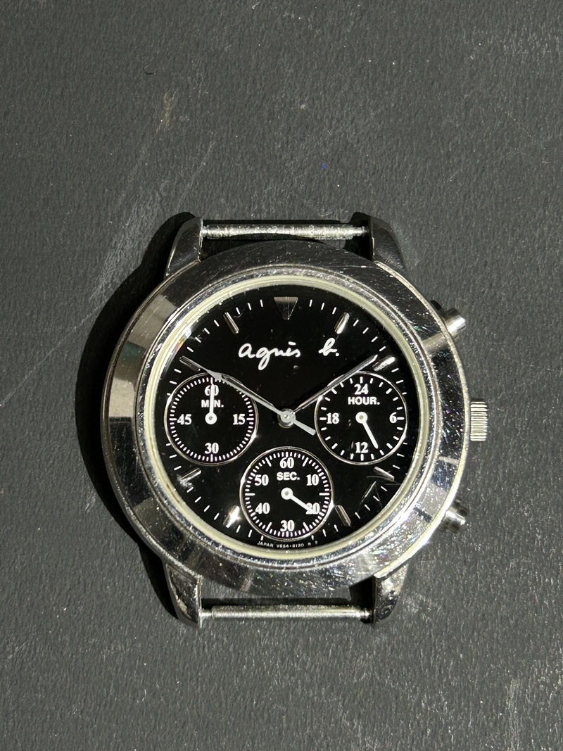 ● コレクター必見 アニエスベー 腕時計 クオーツ メンズ 男性 文字盤ブラック 黒 ファッション 小物 コレクション kr845