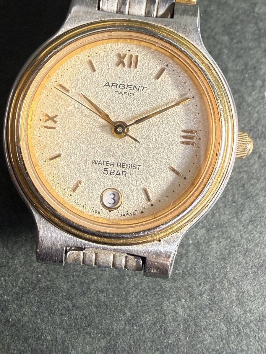 ★コレクター必見 ビンテージ CASIO ARGENT 901A1-N98 腕時計 レディース ジャンク コレクション 現状品 Au421