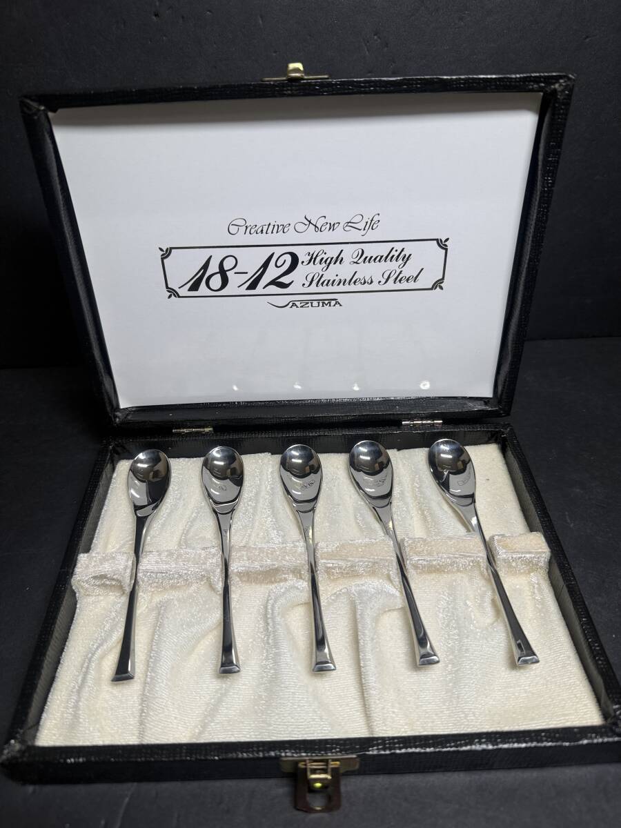 ★コレクター必見 未使用 Azuma 18-12 アズマ スプーン 5本セット ティースプーン カトラリー コレクション 現状品 Au442