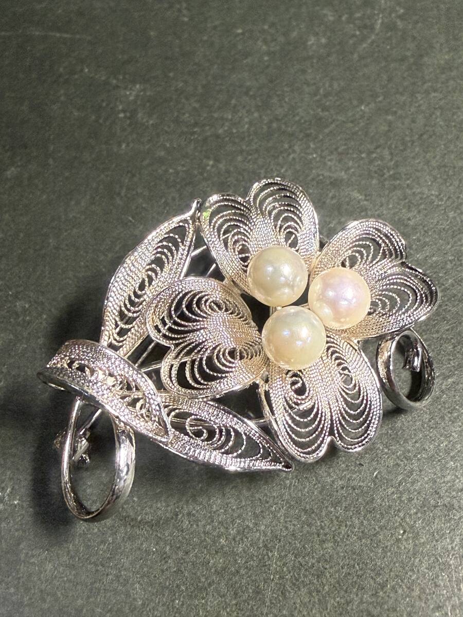 ★コレクター必見 ビンテージ パール付 ブローチ レディース アクセサリー 飾り コレクション 現状品 Au446