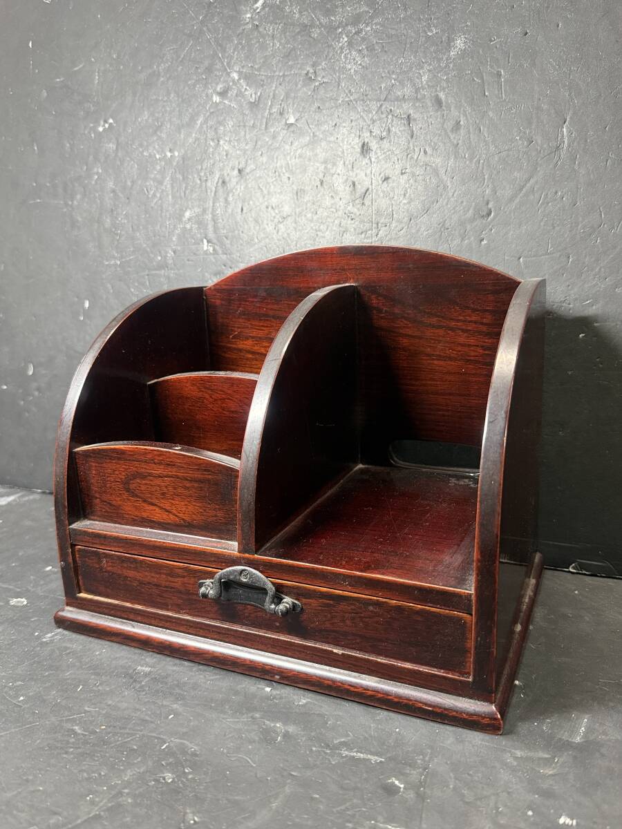 ★コレクター必見 木製 デスク収納 卓上収納 引き出し付き リモコンボックス 小物入れ 入れ物 置物 インテリア 現状品 Au478