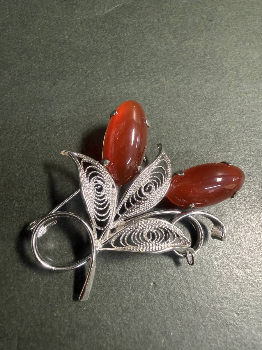 ★コレクター必見 ビンテージ ブローチ カラーストーン 赤 レディース アクセサリー レトロ コレクション 現状品 Au514