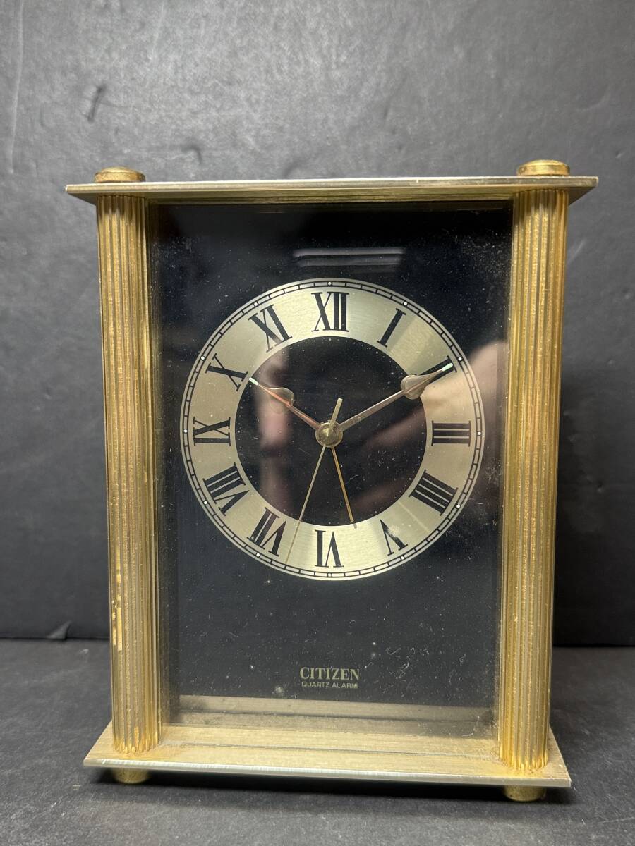 ★コレクター必見 CITIZEN シチズン 置き時計 四角 動作品 インテリア オブジェ 現状品 レトロ ビンテージ Au552