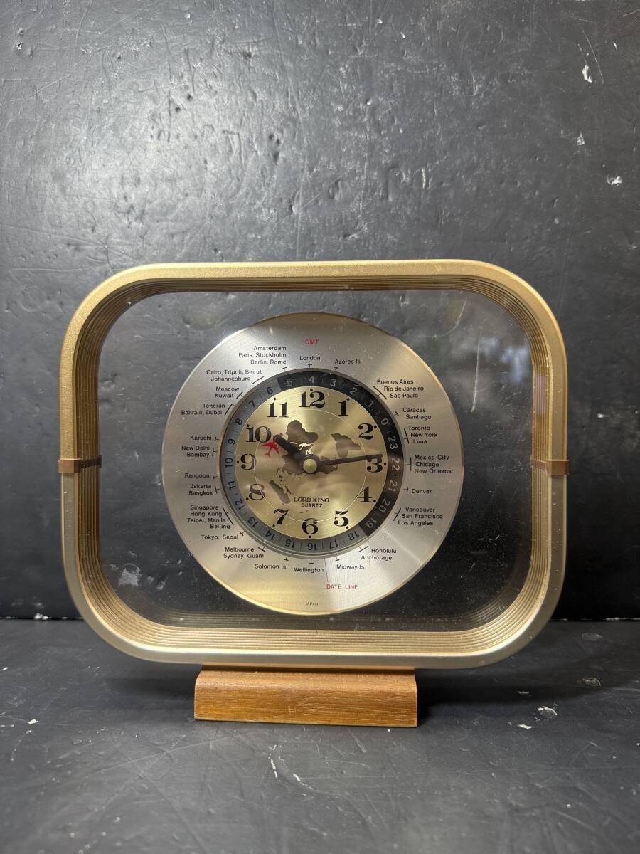 ★コレクター必見 ビンテージ 動作品 世界時計 置き時計 インテリア オブジェ 置物 飾り コレクション Au575